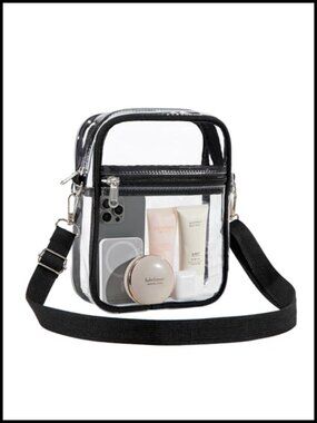 Clear Crossbody Bag Waterproof 0.3mm PVC Transparent Stadium Concert Bag